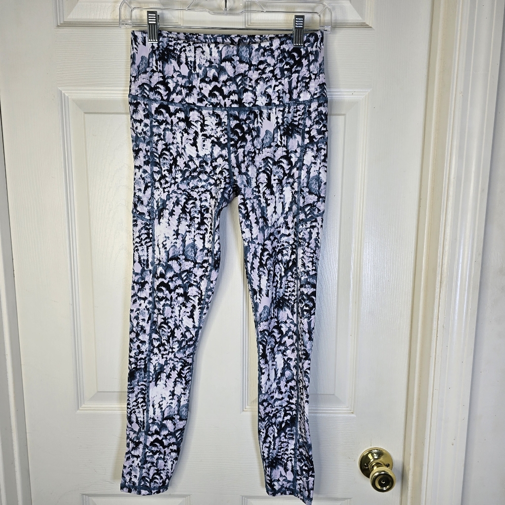 Gaiam Leggings Teal‎ Black Lavendar White Print Womens S